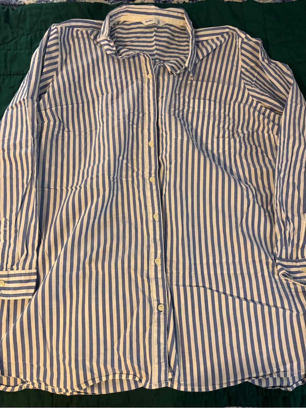 Old Navy Blue and White Vertical Stripe Button-Down Shirt
